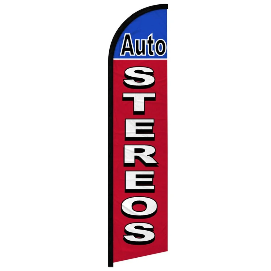 AUTO STEREOS (RED AND BLUE) WINDLESS BANNER FLAG