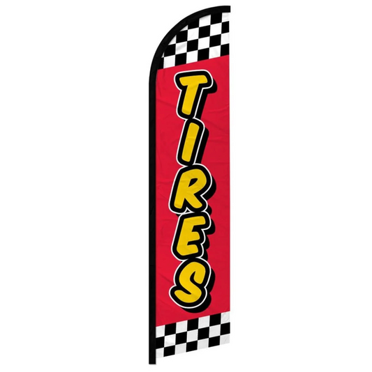 TIRES (RED CHECKERED) WINDLESS BANNER FLAG