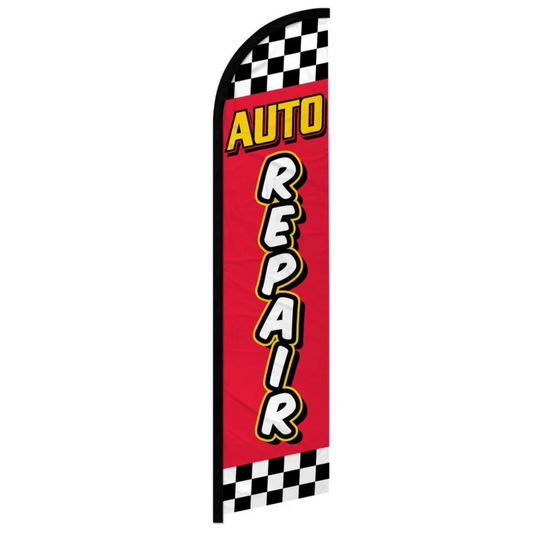 AUTO REPAIR (RED & CHECKERED) WINDLESS BANNER FLAG