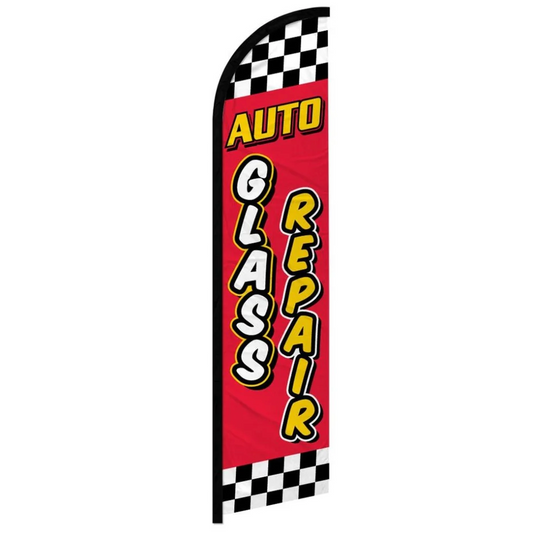 AUTO GLASS REPAIR (RED AND YELLOW) WINDLESS BANNER FLAG