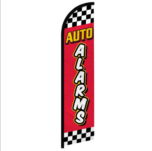 AUTO ALARMS (RED CHECKERED) WINDLESS BANNER FLAG