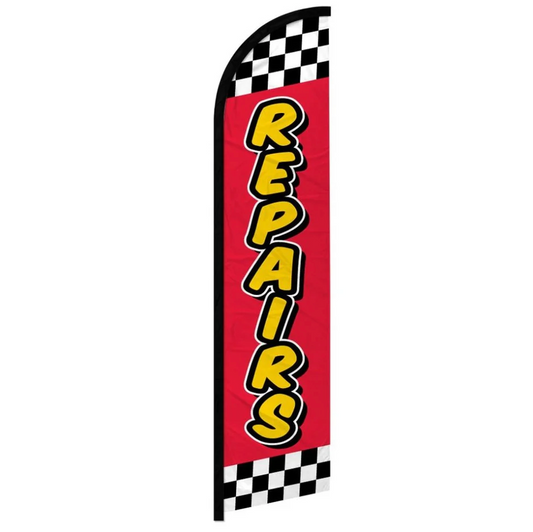 REPAIRS (RED CHECKERED) WINDLESS BANNER FLAG
