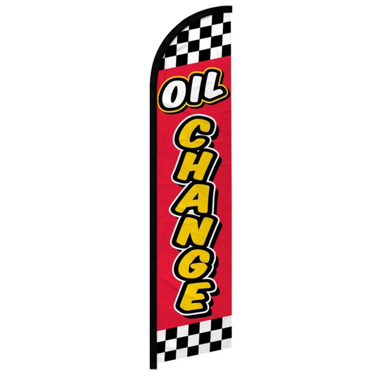 OIL CHANGE (RED CHECKERED) WINDLESS BANNER FLAG