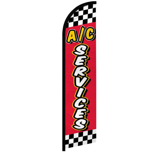 A/C SERVICES (RED CHECKERED) WINDLESS BANNER FLAG