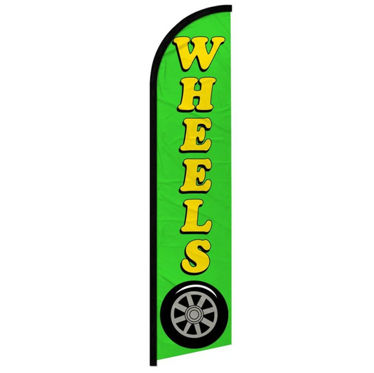 WHEELS (GREEN) WINDLESS BANNER FLAG