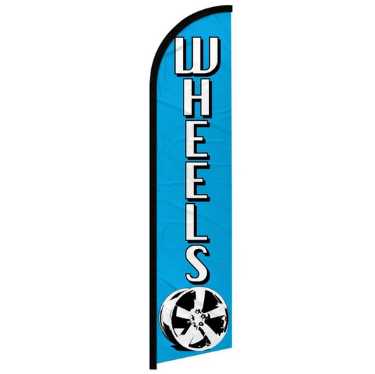 WHEELS (BLUE) WINDLESS BANNER FLAG