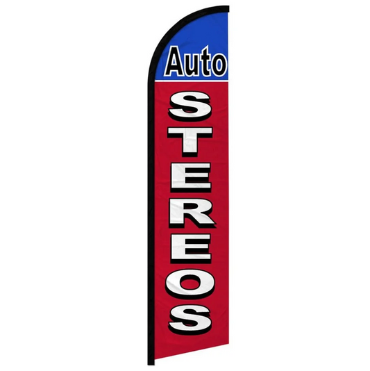 AUTO STEREOS (RED AND BLUE) WINDLESS BANNER FLAG