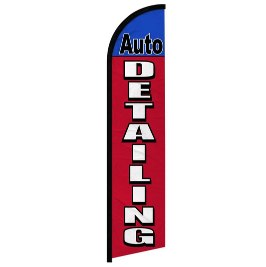 AUTO DETAILING (RED AND BLUE) WINDLESS BANNER FLAG
