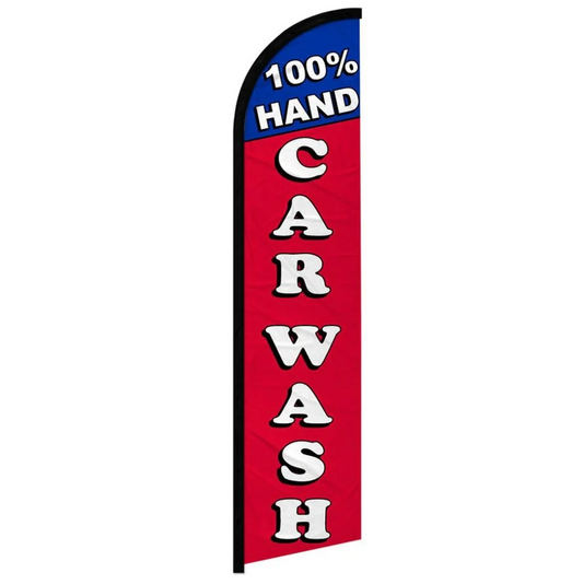 100% HAND CAR WASH WINDLESS BANNER FLAG